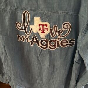 Denim Shirt with I love MY Aggies